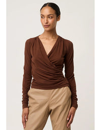 Aster Lyocell Stretch Wrap Top Mocha