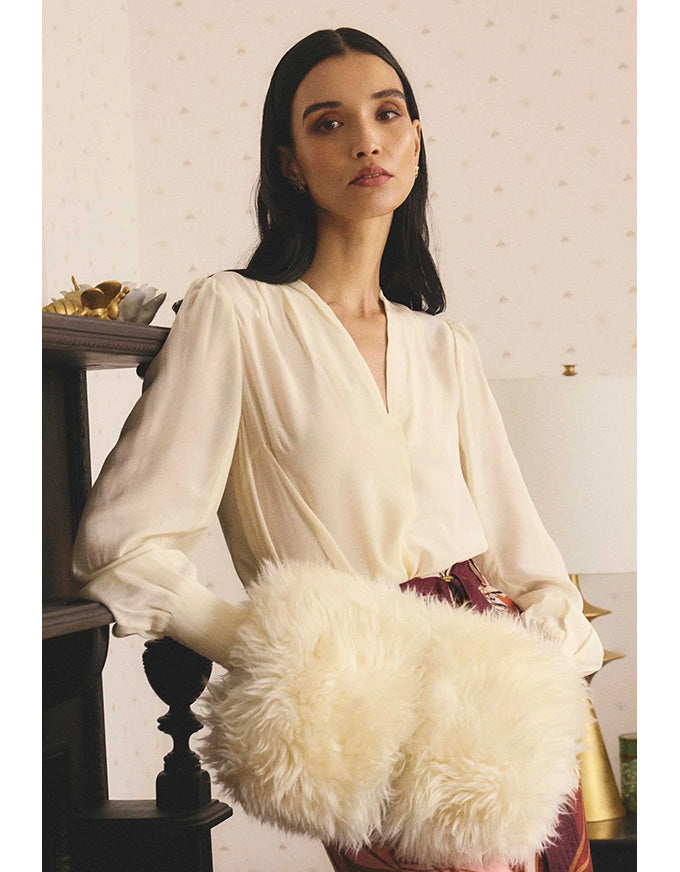 Eden Silk Pleat Shirt Cloud