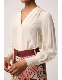 Eden Silk Pleat Shirt Cloud