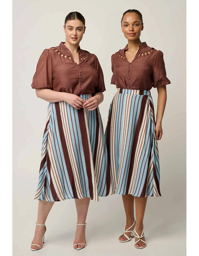 Coralie Cotton Silk Smock Blouse Garnet