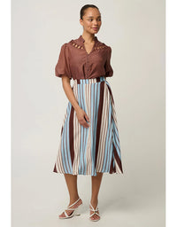 Coralie Cotton Silk Smock Blouse Garnet