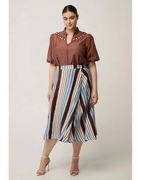 Coralie Cotton Silk Smock Blouse Garnet