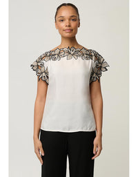 Eleanor Embroidery Detail Top Ivory