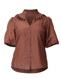 Coralie Cotton Silk Smock Blouse Garnet