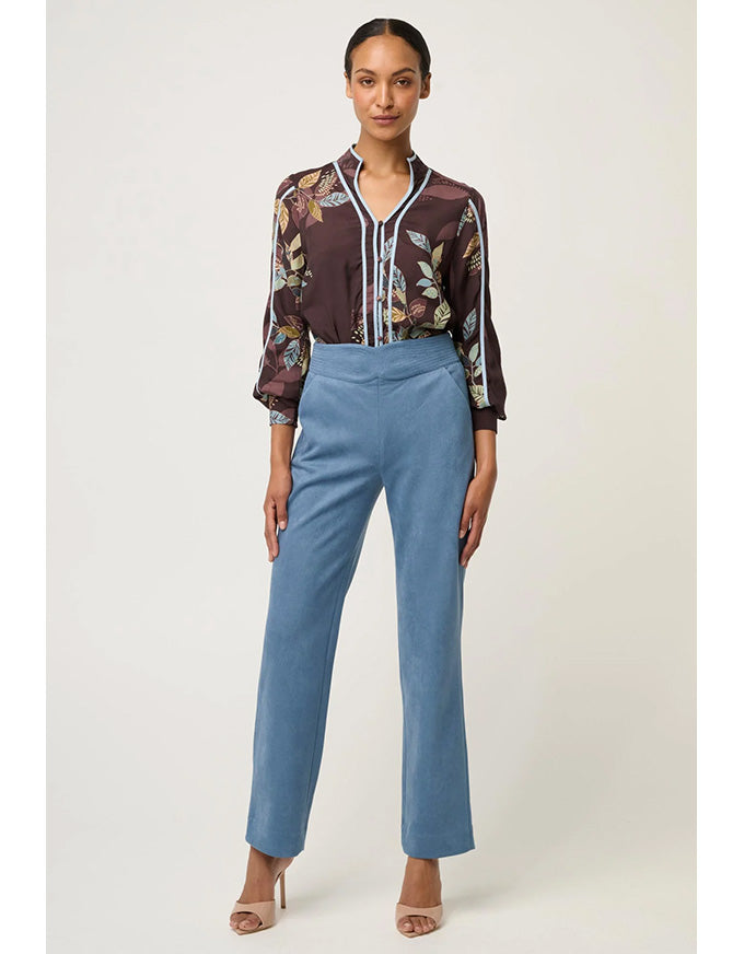 Asher Contrast Trim Faille Shirt Ember Vines