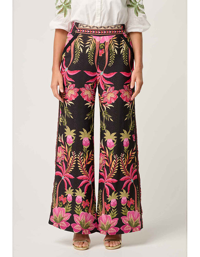 Willow Dobby Contrast Panel Pant Anthos Lotos