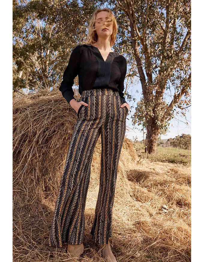 Willow Linen Viscose Bromegrass Print Pant