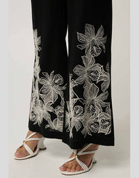 Willow Embroidery Detail Pant Black