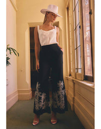 Willow Embroidery Detail Pant Black