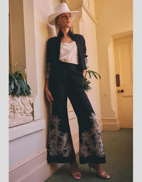Willow Embroidery Detail Pant Black