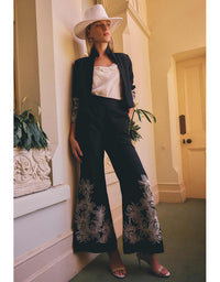Willow Embroidery Detail Pant Black
