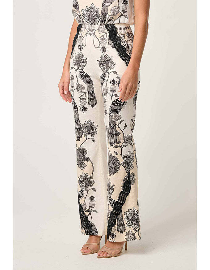 Leandro Lace Trim Pant Imperial Stone