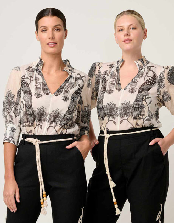 Oleander Shirred Blouse Imperial Stone