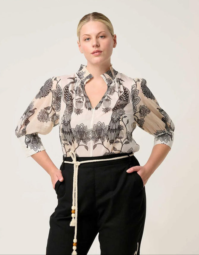Oleander Shirred Blouse Imperial Stone
