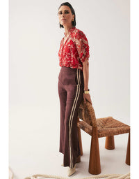 Liora Linen Stretch Rope Trim Pant Rustic Twine