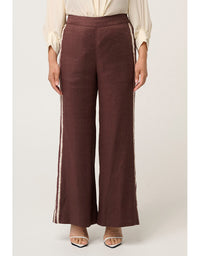 Liora Linen Stretch Rope Trim Pant Rustic Twine