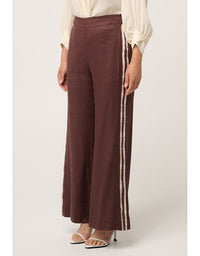 Liora Linen Stretch Rope Trim Pant Rustic Twine