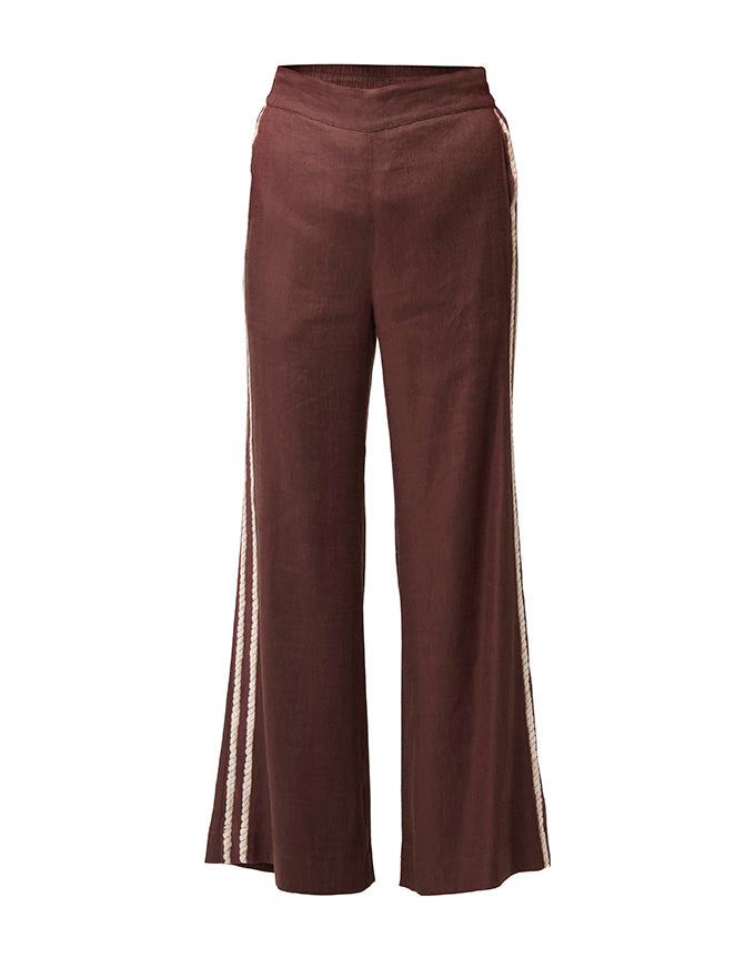 Liora Linen Stretch Rope Trim Pant Rustic Twine