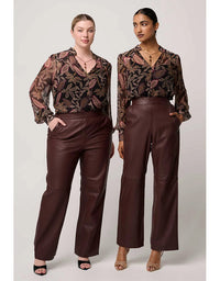 Joan Leather Elasticated Waist Straight Leg Pant Oxblood