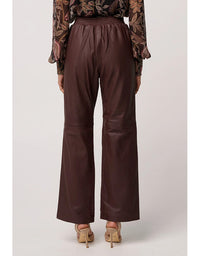Joan Leather Elasticated Waist Straight Leg Pant Oxblood