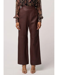 Joan Leather Elasticated Waist Straight Leg Pant Oxblood