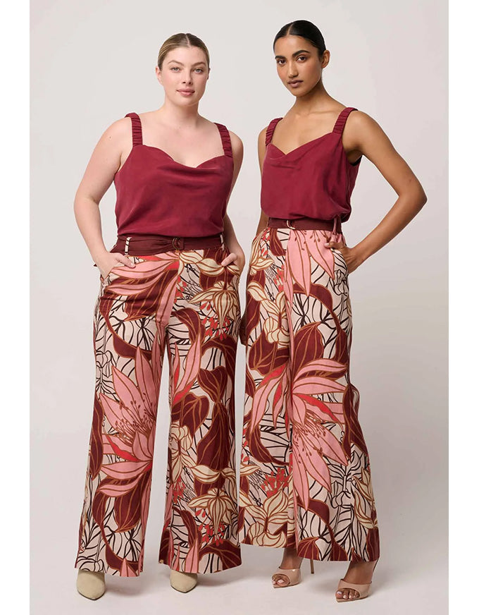 Adele Belted Print Pant Cathedral Botanic