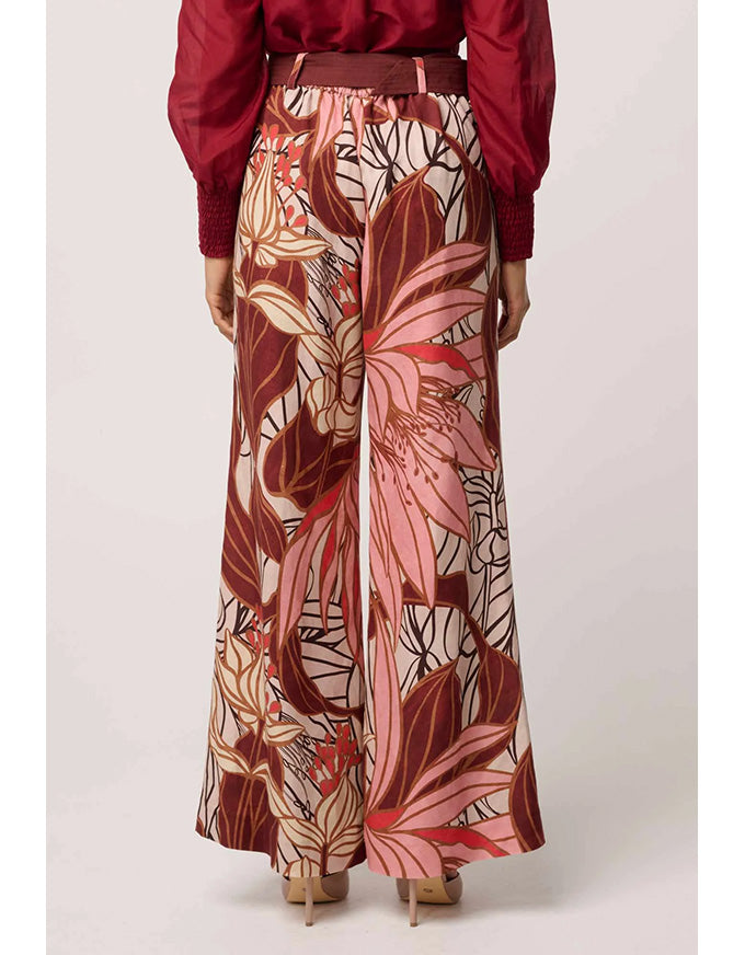 Adele Belted Print Pant Cathedral Botanic