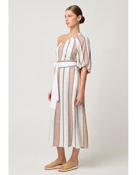 Bahia One Shoulder Dress Cayman Stripe