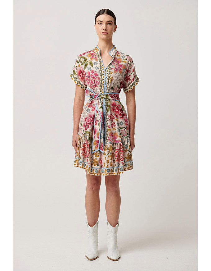 Clementine Linen Viscose Shirtdress Azalea Fields