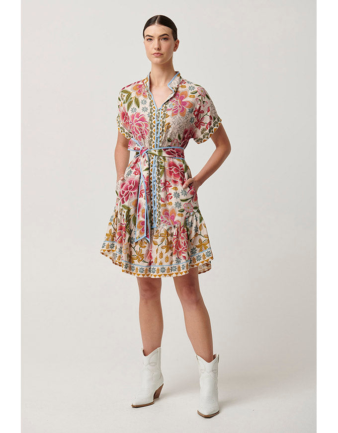 Clementine Linen Viscose Shirtdress Azalea Fields