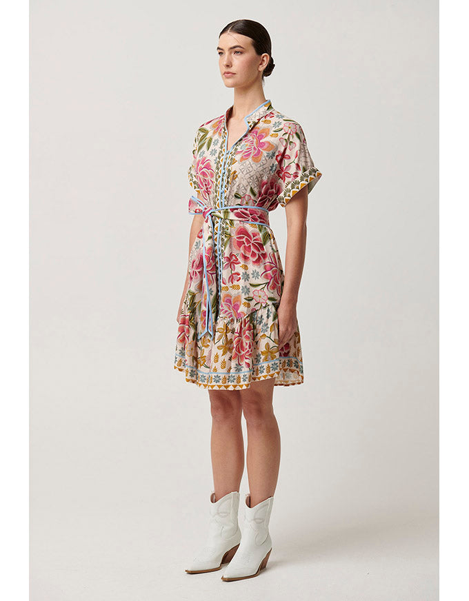 Clementine Linen Viscose Shirtdress Azalea Fields