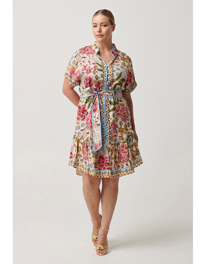 Clementine Linen Viscose Shirtdress Azalea Fields