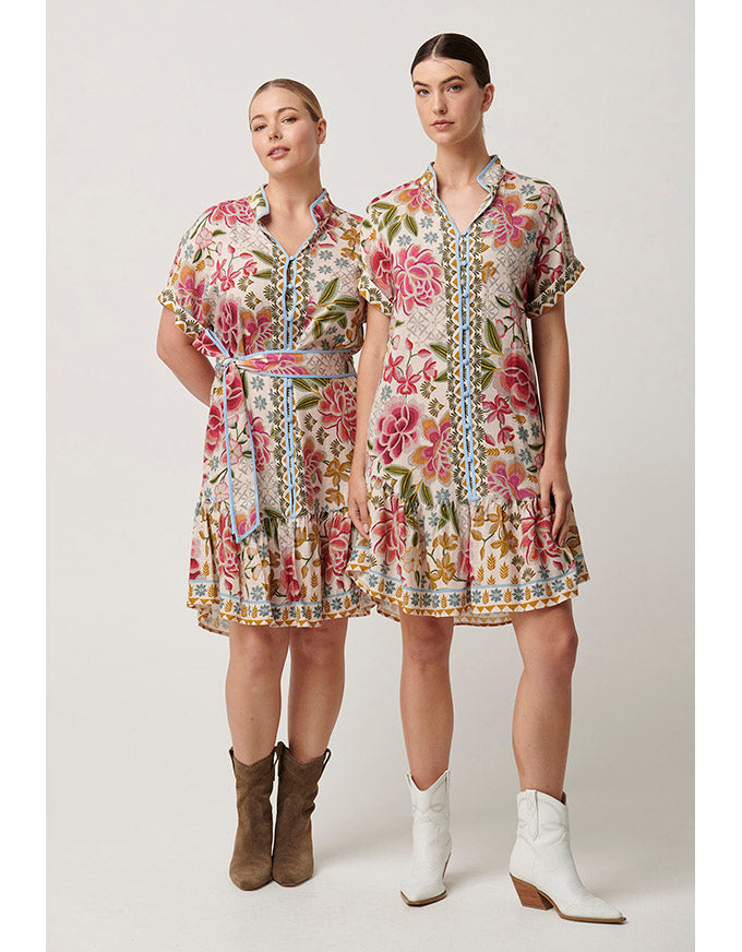 Clementine Linen Viscose Shirtdress Azalea Fields