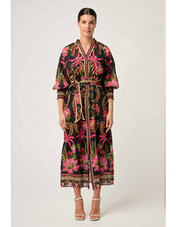 Carmen Silk Cotton Print Maxi Dress Anthos Lotos