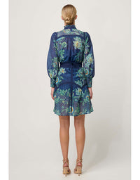 Renata Silk Shirred Cuff Dress Mariposa Zafiro