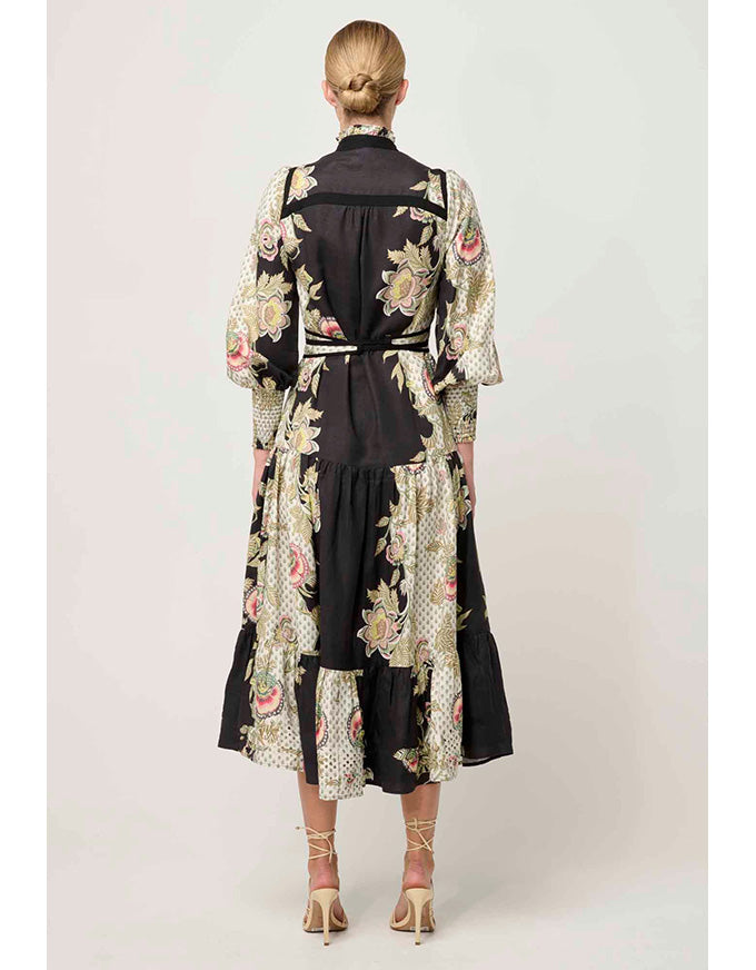 Espada Linen/Viscose Maxi Dress Mariposa Nero