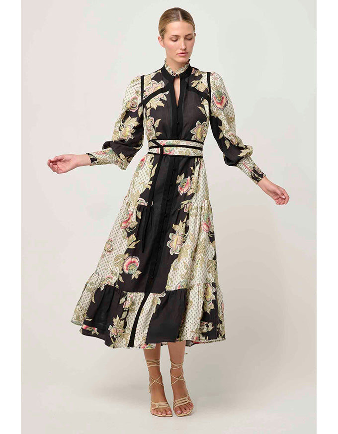 Espada Linen/Viscose Maxi Dress Mariposa Nero