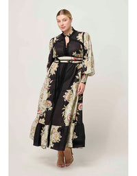 Espada Linen/Viscose Maxi Dress Mariposa Nero