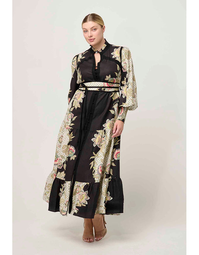 Espada Linen/Viscose Maxi Dress Mariposa Nero