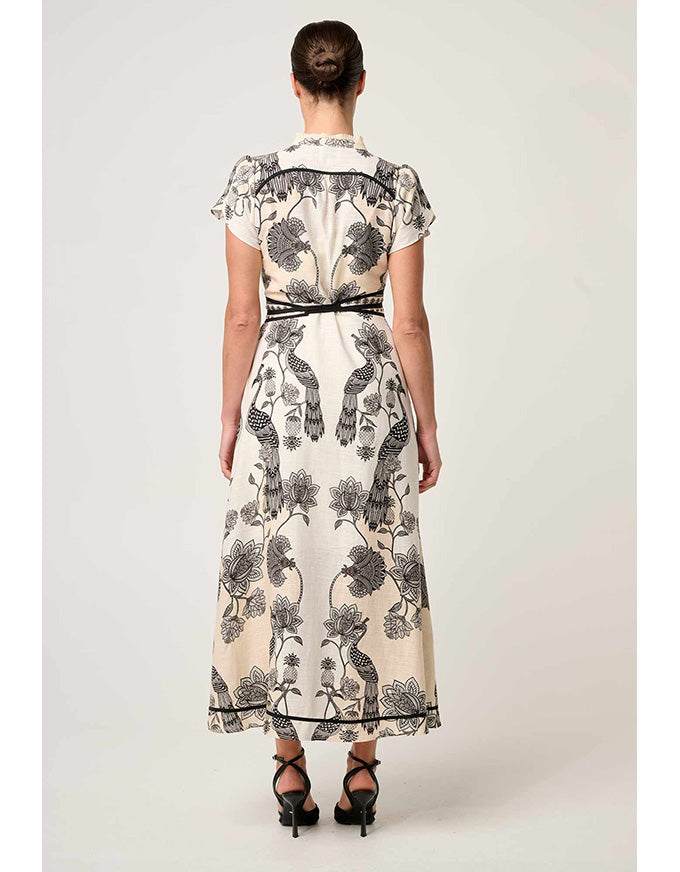Xanthia Diamond Smock Yoke Dress Imperial Stone