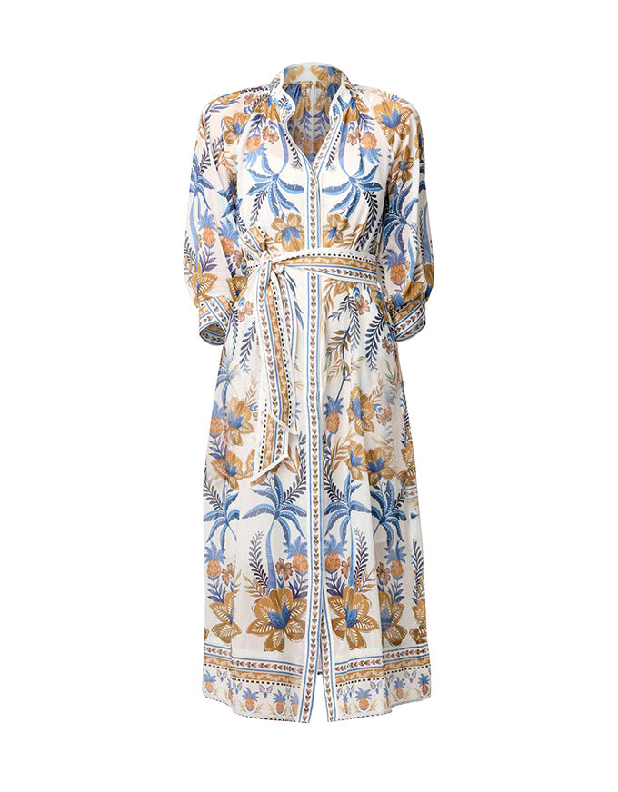 Carmen Cotton Silk Maxi Dress Golden Medina