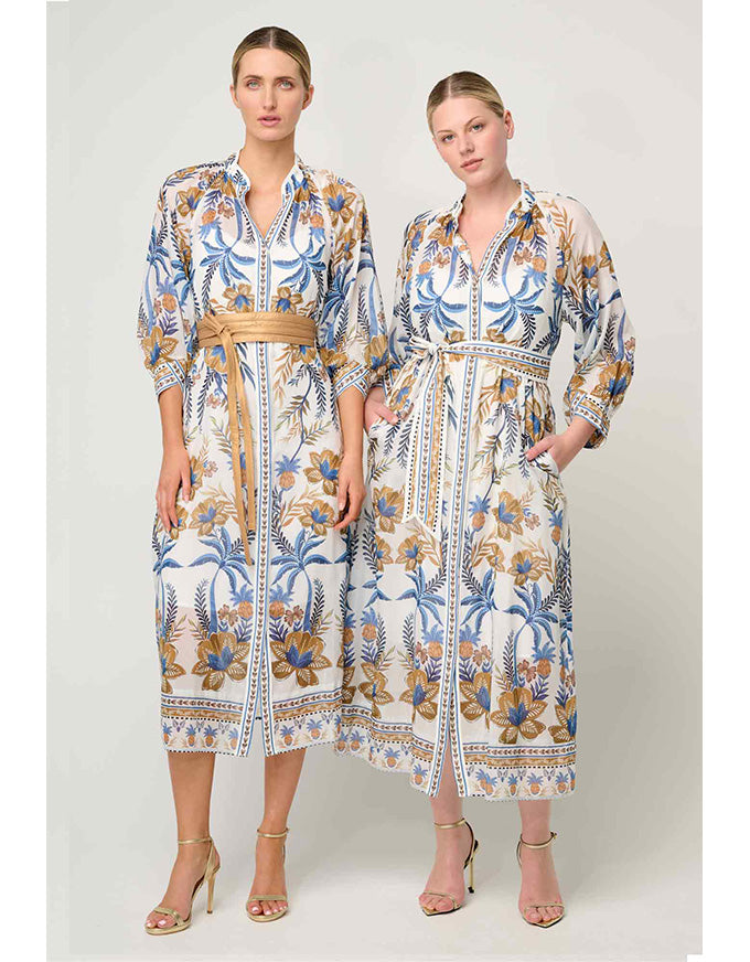 Carmen Cotton Silk Maxi Dress Golden Medina