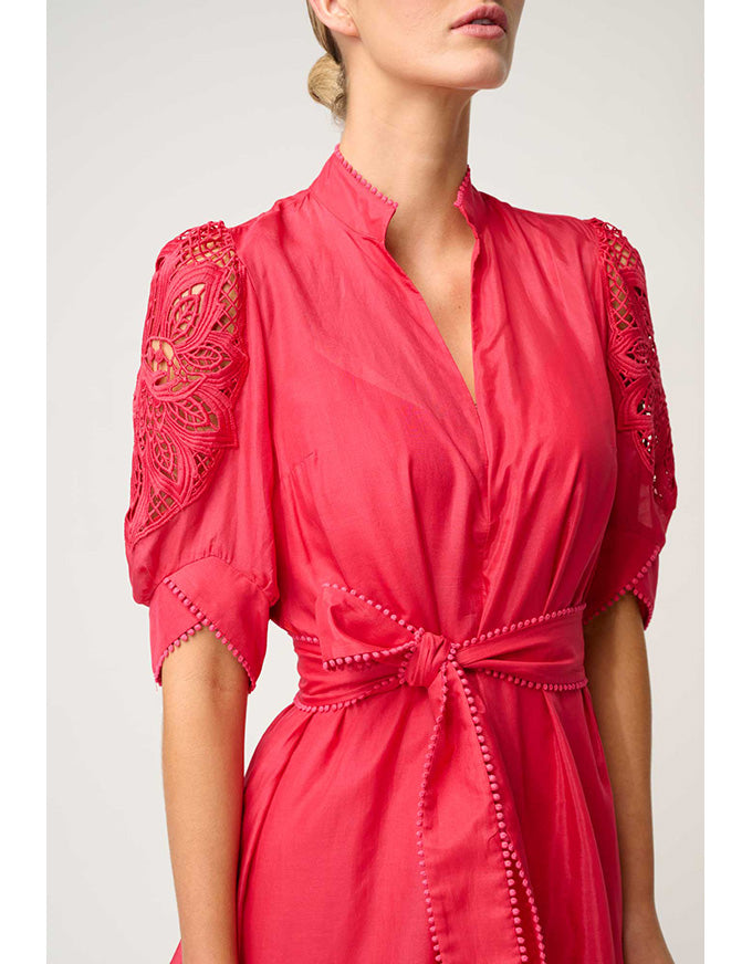 Jamila Silk Cotton Dress Ruby