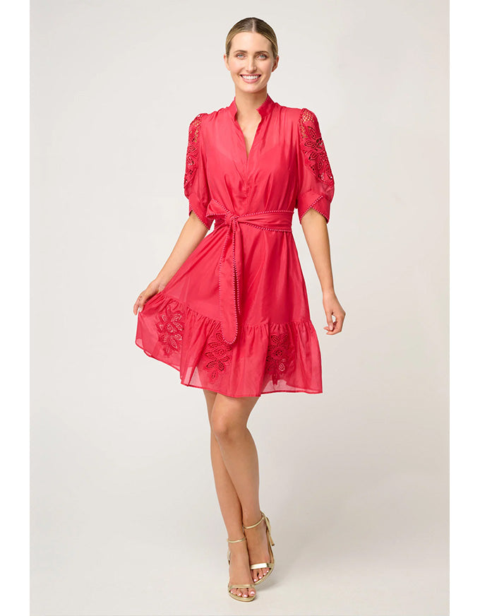 Jamila Silk Cotton Dress Ruby