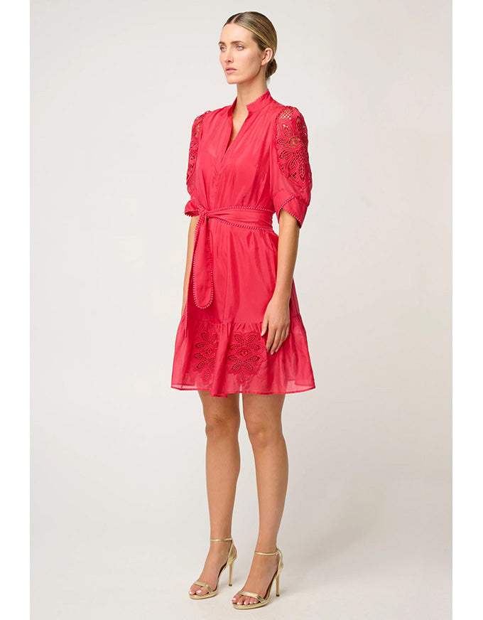 Jamila Silk Cotton Dress Ruby