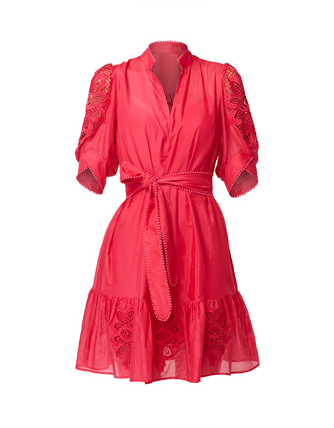 Jamila Silk Cotton Dress Ruby