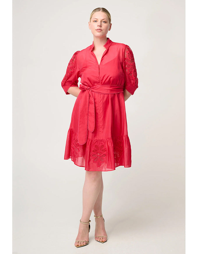 Jamila Silk Cotton Dress Ruby