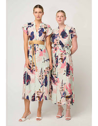 Maysa Contrast Trim Yoke Faille Dress Oasis Flora