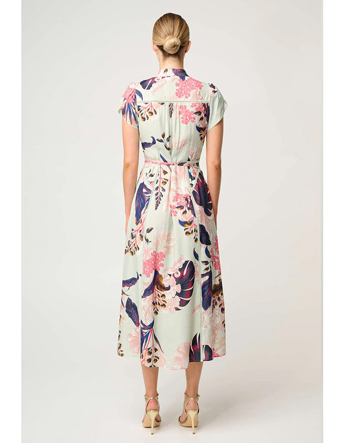 Maysa Contrast Trim Yoke Faille Dress Oasis Flora