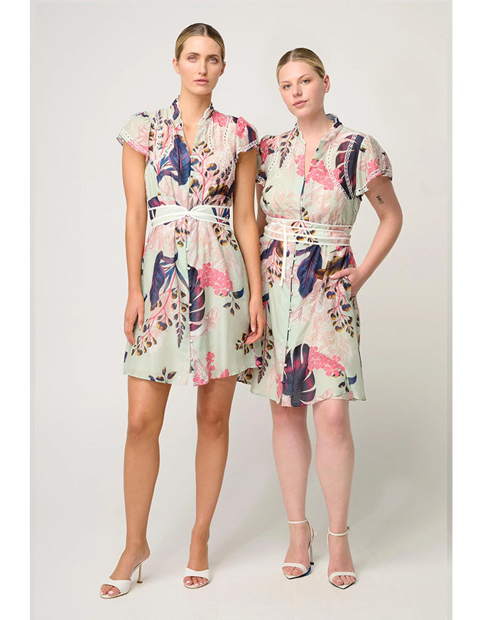 Nisreen Silk Cotton Flutter Dress Oasis Flora